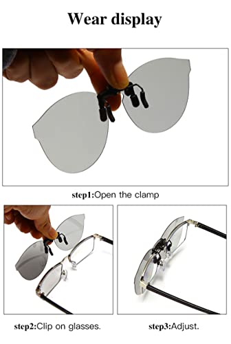 YAMEIZE Polarized Clip-on Sunglasses Anti-Glare UV400 Protection Flip Up Rimless Lens for Prescription Glasses4