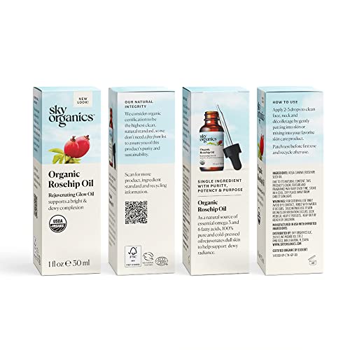 Sky Organics Organic Rosehip Oil (1Oz) Cold-Pressed Rosehip Seed Oil, Anti-Aging Face Oil, Antioxidant Face Oil, 100% Pure Anti-Aging Rosehip Seed Oil For Radiant Skin, Hair And Acne #TOP6