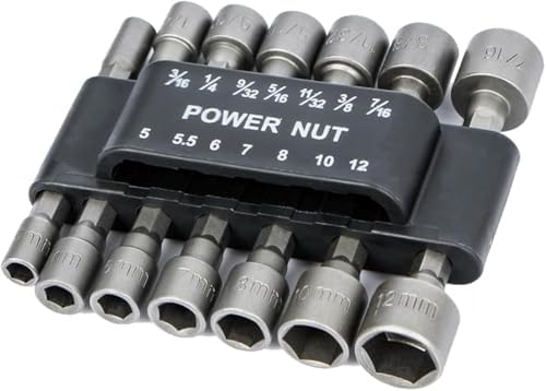 BOEN 20-teiliges Power Nuts Bit Set – Metrisch & SAE, 1/4" Sechskantschaft, Chrom-Vanadium-Stahl