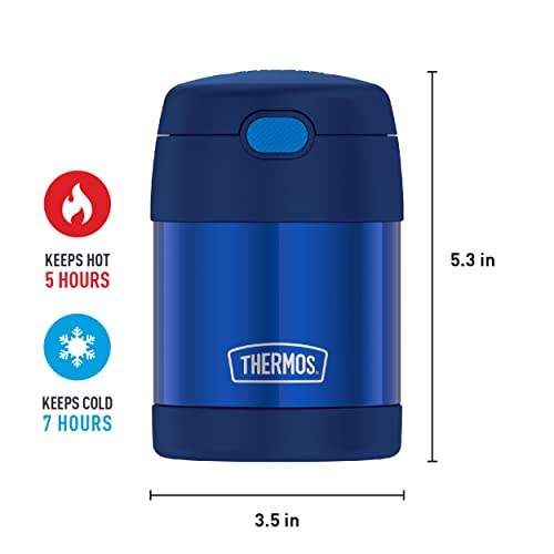 Thermos Funtainer 10 Ounce Stainless Steel Vacuum Insulated Kids Food Jar With Folding Spoon, Navy #TOP4
