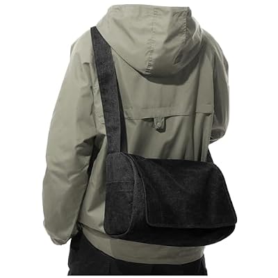 VENATIN Borsa a tracolla da uomo in tela, borsa messenger vintage in tela, borsa per computer portatile da 15.6 pollici, borsa da lavoro da uomo, borsa per insegnanti da uomo, Nero