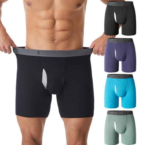 Men's Ultra ComfortSoft Boxer Briefs,Moisture Wicking & Breathable No Ride Up Underwear with Fly,4 Pack