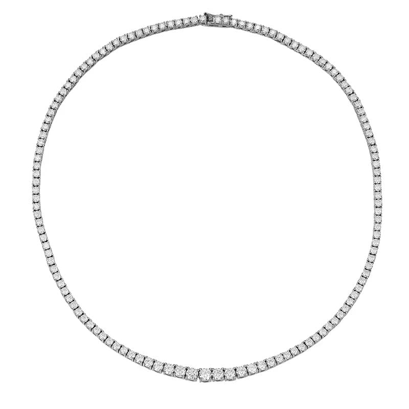 Naszyjnik moissanite w kolorze d. Srebro próby 925 dla kobiet, biżuteria z ogniwami łańcuszka
