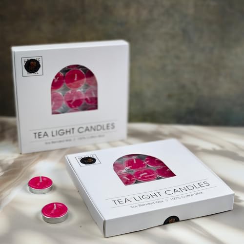 Image of Unscented Tea Light Candles | Soy Wax Blend Long-Lasting with Cotton Wick | Perfect for Home Decor, Parties, Weddings, and More | Set of 100 (Pink)