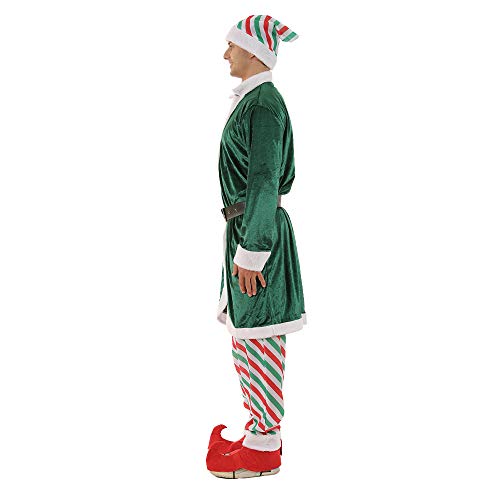 Reneecho Men Santa Candy Elf Christmas Costume, Long Coat, Large Green #TOP3
