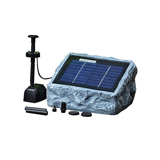 ASC Solar Stone Water Pump Kit with Battery and LED Ring Light