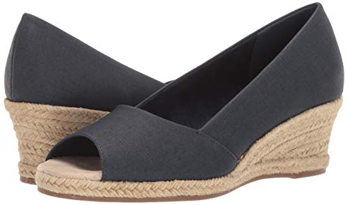 Easy Street Women's Monique Espadrille Open Toe Pump Wedge Sandal, Navy Linen, 7.5 W US - Thumbnail 5