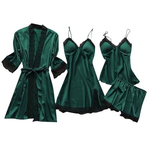 Pyjama femme 4 pièces avec coussinet de poitrine pour confort et maintien sexy