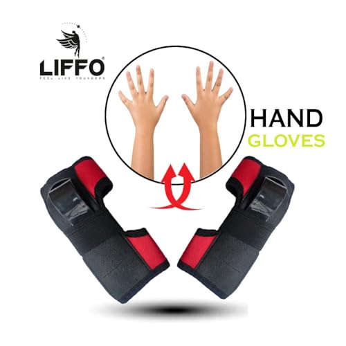 Image of Liffo Skating Guard Skating Kit Protective Skating Guard Kit for Skating, Cycling, Running for Kids,Boys,Girls,Men & Women (HSG) (Red, M)
