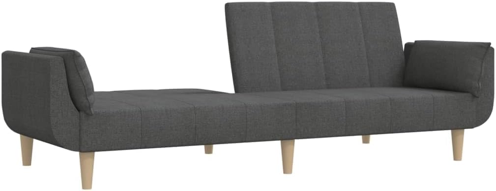 Sofa Bed Dark Grey Fabric (100% Polyester) Living Room Furniture