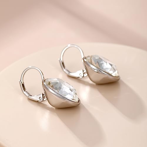 XUPING Round Crystal Leverback Earrings Sparkly Elegant Austrian Crystals 18K Platinum Plated Hypoallergenic Delicate Jewelry Gifts For Women Party4