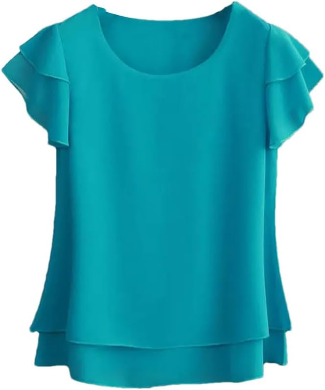Women's Loose Round Neck Double Chiffon Shirt