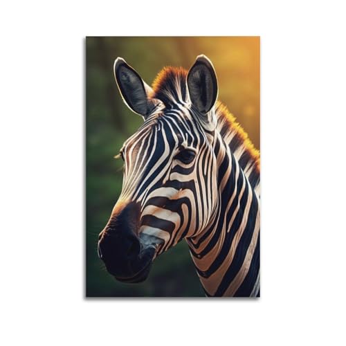 Póster de ilustraciones de animales, diseño de cebra bajo el sol, cuadro decorativo en lienzo, 60 x 90 cm