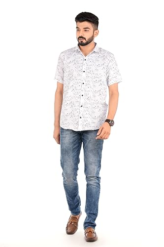 Image of Venisa Men's Cotton Blended Printed Casual Shirt