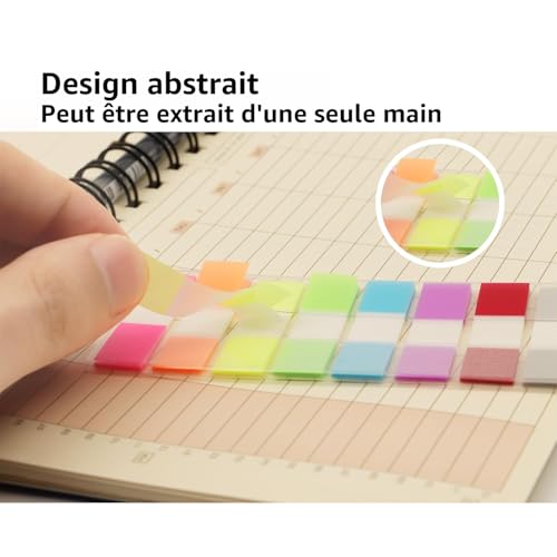AMZSKU Sticky Notes, Lot de 1000 onglets autocollants transparents en PET Multicolore pour marque-pages, études, bureau, planificateur scolaire, mémo – vue 4