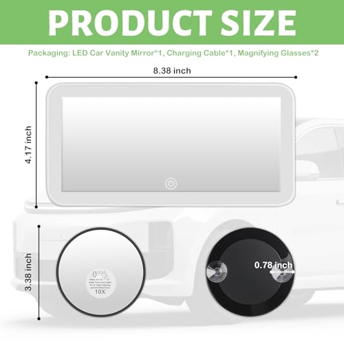 VKQTS LED Car Mirror Vanity,10x & 30x Magnification Visor Mirror