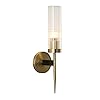 BOKT Mid-Century Modern Gold Wall Light Cylinder Glass Wall Sconce Anti Brushed Brass Long Wall Sconce Light Vintage Bathroom Globe Wall Mount Light Bar Wall Lamp