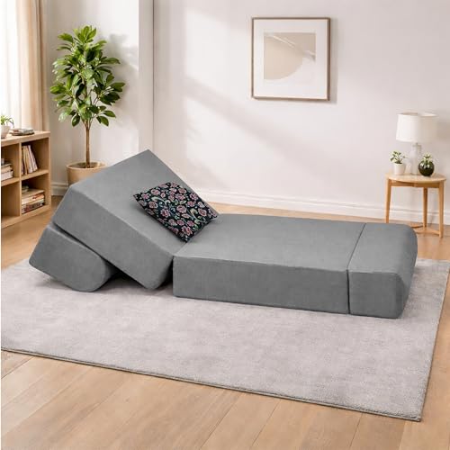Image of Convertible 3 * 6 Single Seater Sofa Cum Bed | Foldable Sofa Bed for Apartments & Studio Rooms (Grey, URBANPRO)