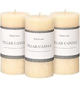 3x6 Inch Ivory Pillar Candles Set of 3 - Hand-Poured Unscented Candles, Long Clean Burning, Large...