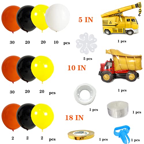 167Pcs Construction Party Balloons Garland Kit For Kids Birthday Dump Truck Quarantine Party Supplies With Orange Black Yellow White Balloons #TOP1
