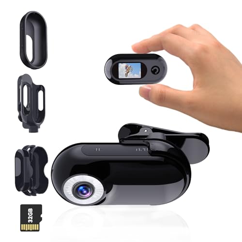 Xilecam Mini Body Camera with 32GB Card Helmet Camera Body Cameras with Audio and Video Recording Multi-Function Accessory Mini Body Cam Perfect For Ski Cameras（Black）