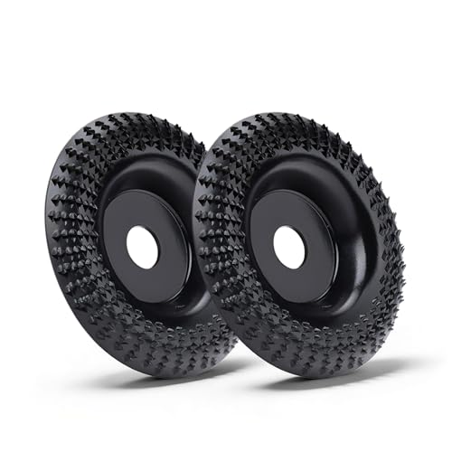 2-Pack 4'' Wood Carving Disc, Stump Grinding Wheel with 5/8" Arbor Compatible with Most Standard Angle Grinders, for Stump Grinding, Trimming & Polishing (Black)