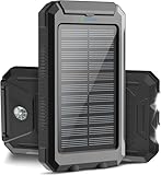 ERRBBIC Solar Charger Power Bank, 38800mAh Portable Outdoor Waterproof Solar Battery Charger, Camping External Backup Battery Pack USB C Ports Input/Output, 2 Led Light Flashlight