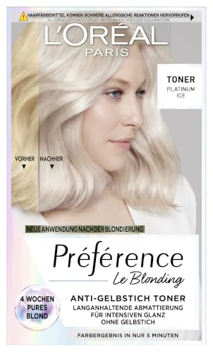 L'Oréal Paris tonik za kosu, protiv žutila za hladnu plavu i intenzivan sjaj, bez amonijaka, Préférence Le Blonding, Platinum Ice