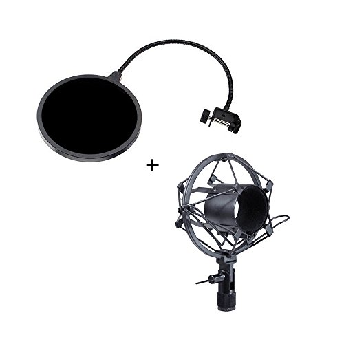 Wanway Anti-choque Clip Anti Vibración Suspensión + Parabrisas Pop Filtro Máscara Escudo