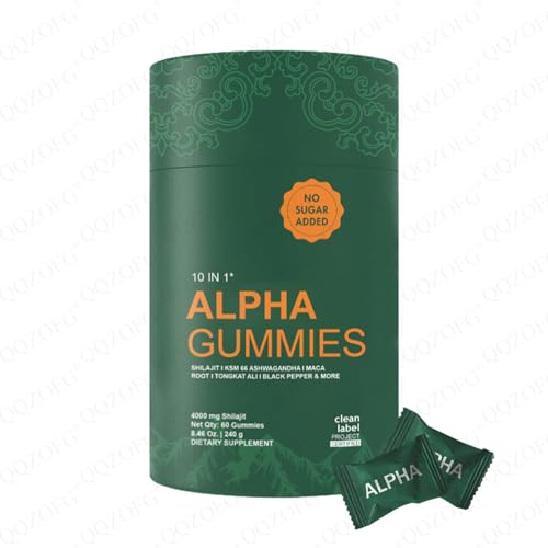 Alpha Gummies 60 Uds - 10 en 1 Shilajit Vegano Sin Azúcar, para Energía y Bienestar
