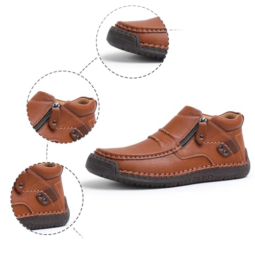 Men's Casual Leather Shoes Slip-On Loafers Comfortable Soft Wide Driving Shoes for Outdoor Walking Daily Wear2