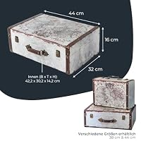 HMF Vintage Deko Koffer aus Holz, Aufbewahrungsbox mit Deckel und Ledergriff, stilvolle Aufbewahrung und Geschenkidee für Hochzeit oder Geburtstag | Weltkarte | 44 x 32 x 16 cm – Ansicht 5