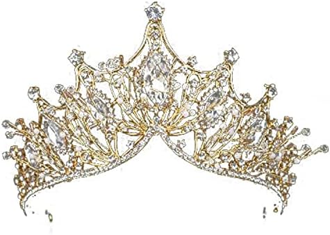 Baroque Queen Crown, Wedding Tiaras and Crown for Bride Handmade Crystal Headband Tiara for Women