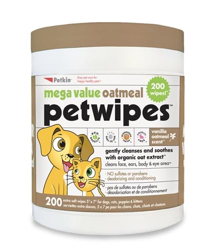 Petkin Oatmeal Mega Valu-Pack Petwipes for Dogs and Cats, Wipes Away Daily Dirt and Odour, Super Convenient, Cleans Face, Ears, Body and Eye Area, Perfect for Home or Travel (B0CGNSFDPG) Amazon Price History, Amazon Price Tracker