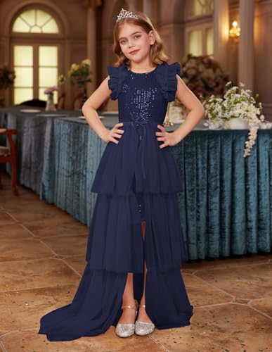 Image of GRACE KARIN Girls Dresses Sequin Party Formal Pageant Dress Tween Girl Birthday Tulle Prom Princess Maxi Dress Size 5-14