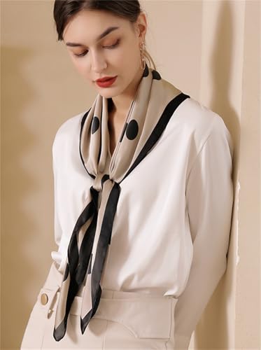 Obosoyo Polka Dot Silk Feel Scarf Women Square Satin Neck Scarf Soft Fashion Head Wrap Bag Accessory Elegant Shawl2