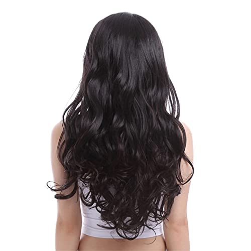 L-email wig Arrival Women Wigs 5 Colors 60cm Long Wavy Heat Resistant Synthetic Hair Perucas Cosplay Wig for Women 26inches Natural Black