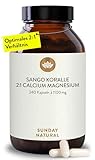 SUNDAY NATURAL® Sango Meereskoralle Kapseln - 240 Kapseln - 660mg Calcium & 330mg Magnesium im 2:1 Verhältnis - Premium Sango Koralle aus Japan - Laborgeprüft, ohne unnötige Zusätze