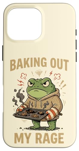 Baking Out My Rage Funny Angry Frog �X�g���X�x�[�L���O �X�}�z�P�[�X iPhone 16 Pro Max �p