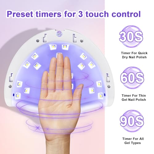 Image of JODSONE U V LED Nail Lamp,2-in-1 Design for Nail Tip and Gel Nails Polish Fast Curing with 4 Timer Smart Sensor
