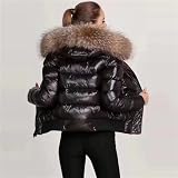 Tdvcpmkk Damen Winter Abnehmbare Daunen Kapuzenparka Warme Kurze Parka, Schwarz , M