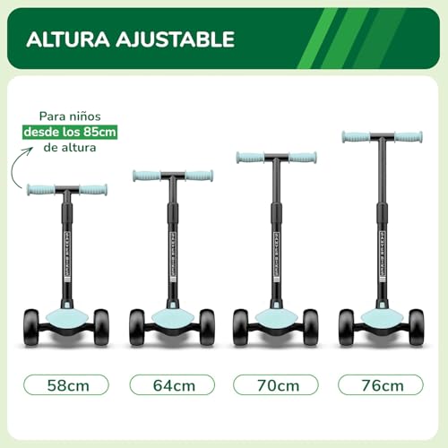 Miniatura 8 de Sawyer Bikes - Patinete Ajustable Ruedas Led - Niños 2 A 8 Años Mint