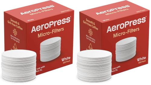 Image of AeroPress Coffee Maker White Paper Micro-Filters, Compostable Coffee Filters Made From White, Chlorine-Free Paper, Fits Standard Size AeroPress Manual Coffee Makers, 350 Count (Pack of 2)