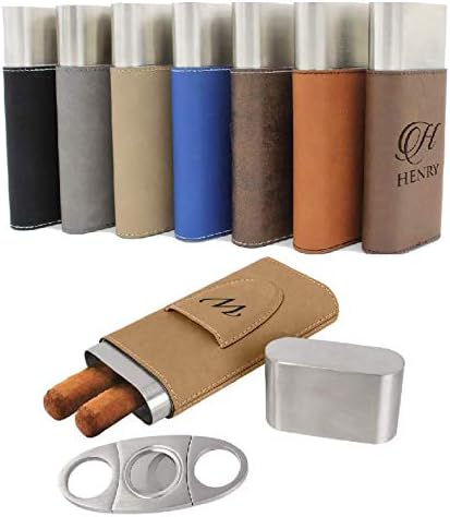 Estuche y cortador de cigarros personalizados, grabado y monograma (bolsillo negro y plateado o tapa grabada)