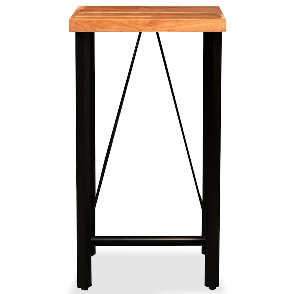 Ensemble de mobilier de Bar en Bois d'acacia Massif avec tabourets en Cuir véritable et Toile pour Maison, Bar ou Restaurant, Style Industriel, Livraison Facile
