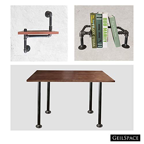GeilSpace Floor Flange, Malleable Iron Pipe Fittings - Vintage DIY Industrial Shelving, Industrial Decor, Furniture DIY (1/2\", Grey)