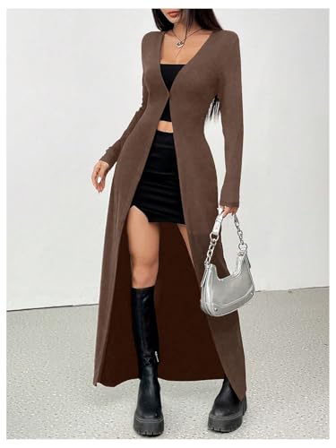 Image of GORGLITTER Women's Goth Long Cardigan Button Up Light Weight Long Sleeve V Neck Fitted Sweater Tops Gothic Clothes