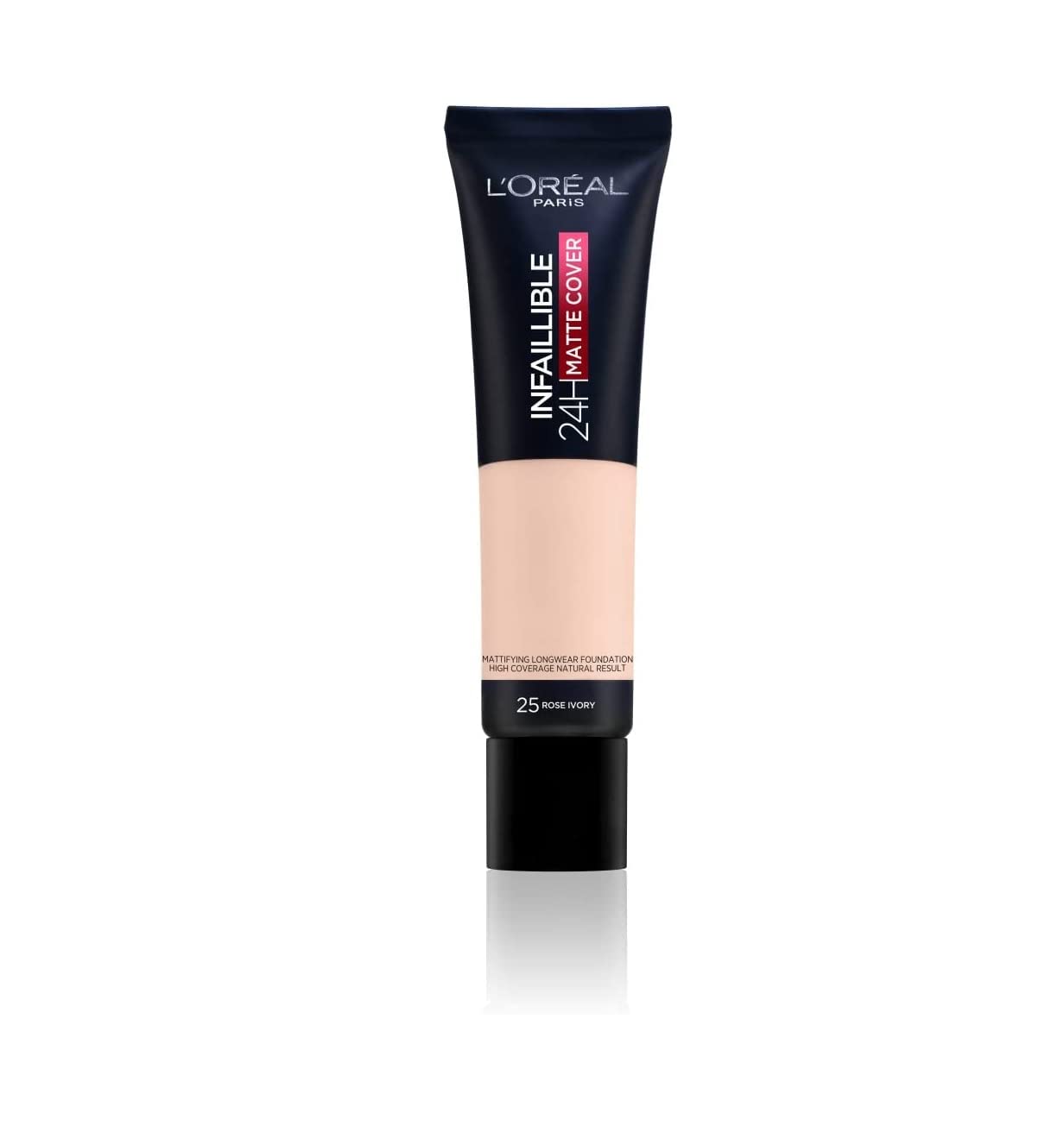 2 x New L'Oreal Infallible 24H Matte Cover Foundation 30ml - 25 Rose Ivory, 30 ml (Pack of 2)