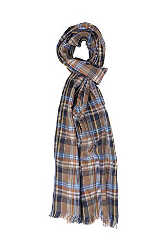 Gotby Baumwollschal Kariert Modisch-eleganter Schal Herren und Damen, 50x180 cm Halstuch Herren, Halstuch Damen braun-rot-blau-gold