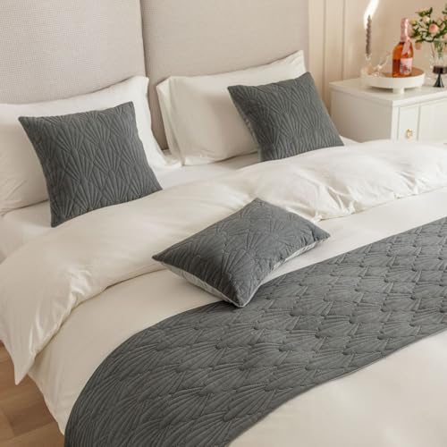 HFDJRWK Cubrecama y Bufanda Cubrecama Decorativo de Doble Cara, Suave y Resistente a la Decoloración for el Pie de la Cama, Tamaños Queen y King, Decoración del Hogar(Gray,Pillowcase (45 * 45cm